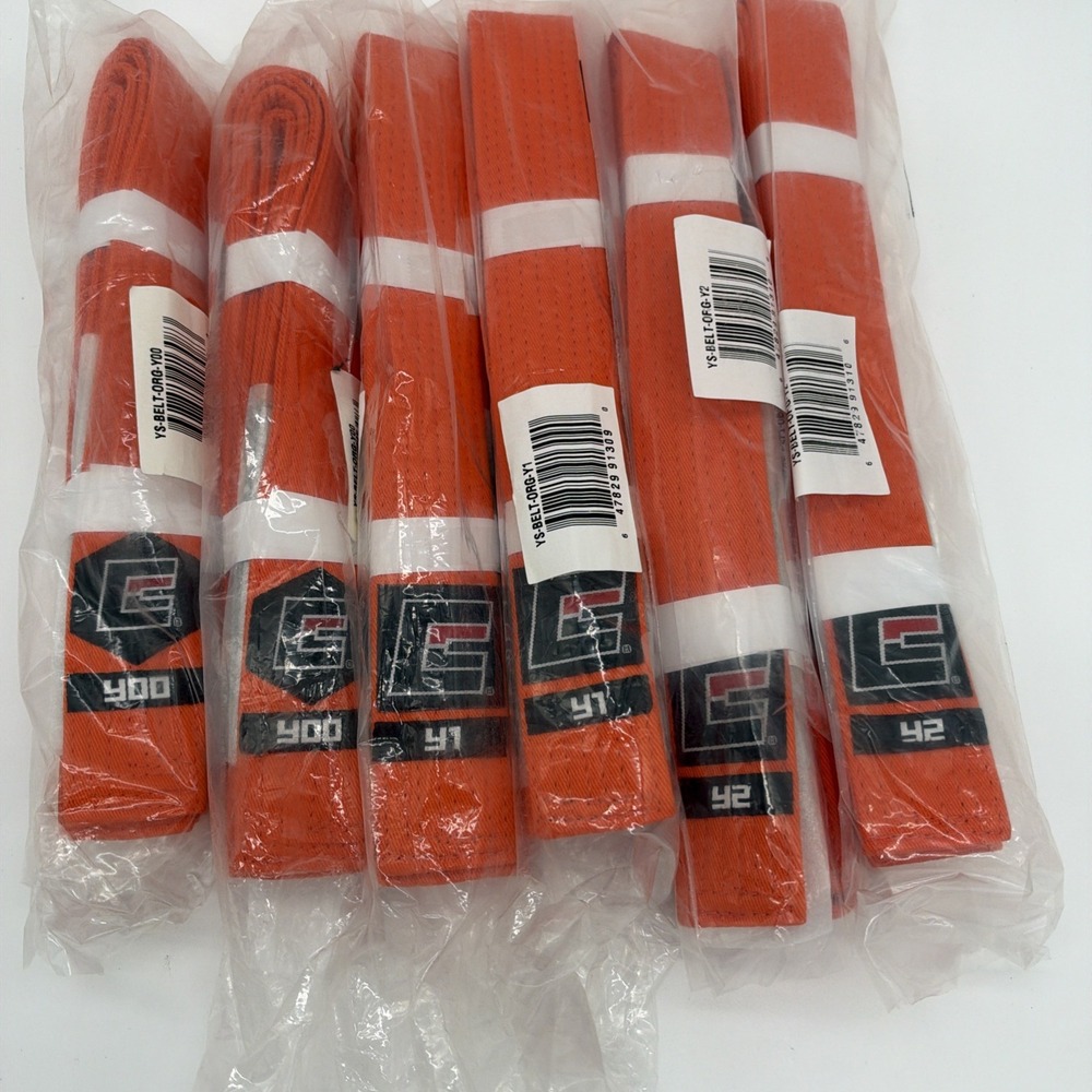 Combat Corner BJJ Kids Youth Orange Belts Size Y00, Y1, Y2 LOT OF 6* New